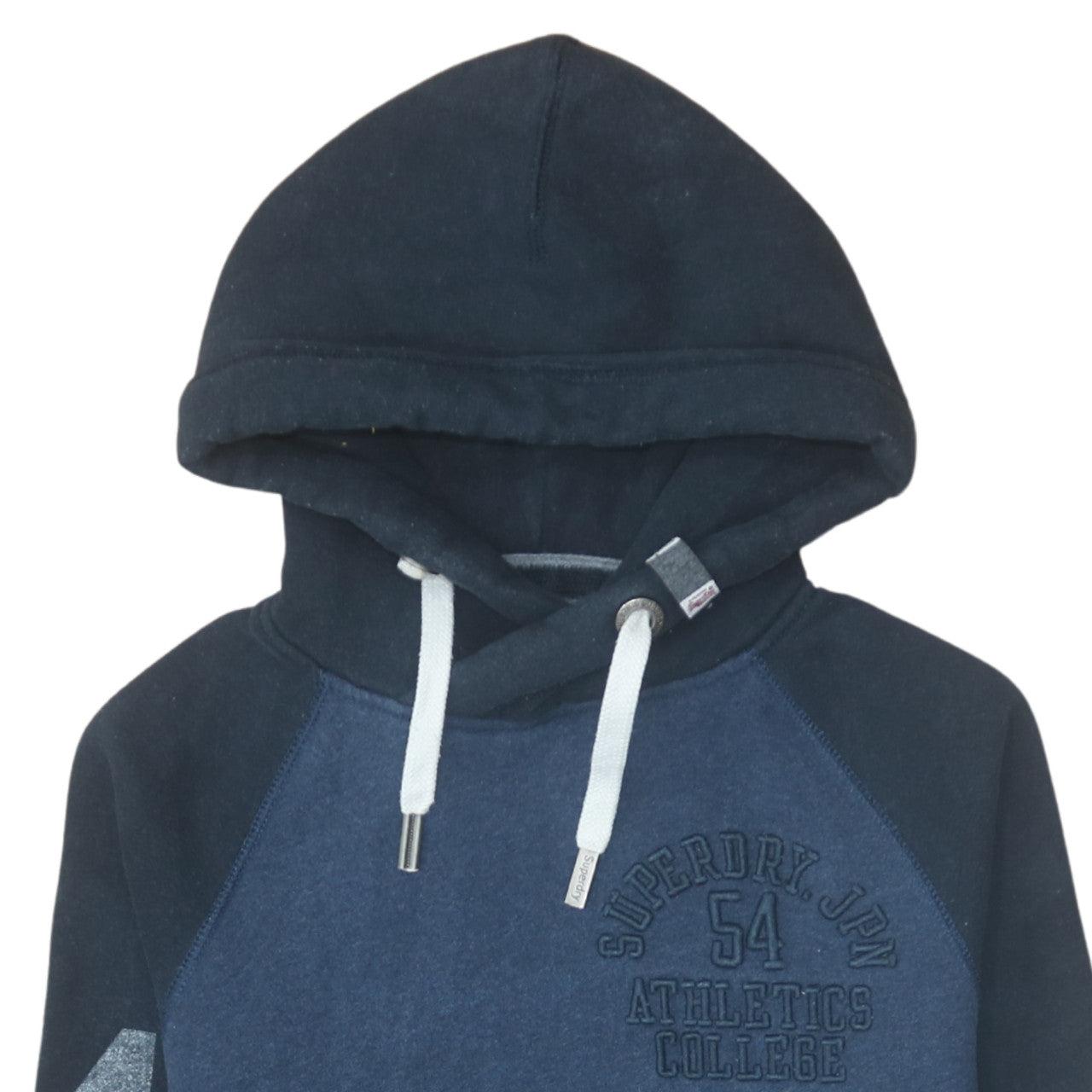 Superdry Men's Blue Pullover Hoodie Size M College Logo Fleece