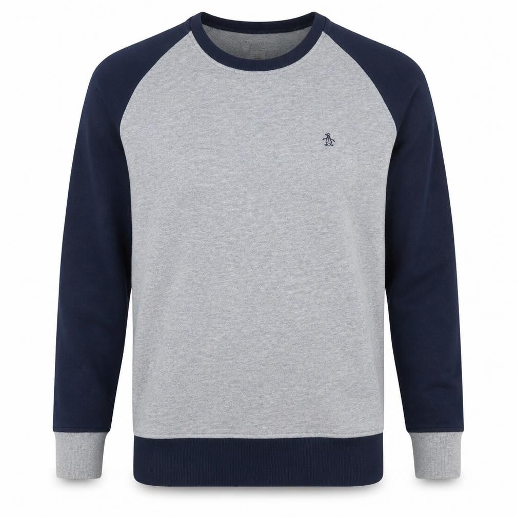 Original Penguin Men's Grey Navy Crew Neck Sweatshirt Size S