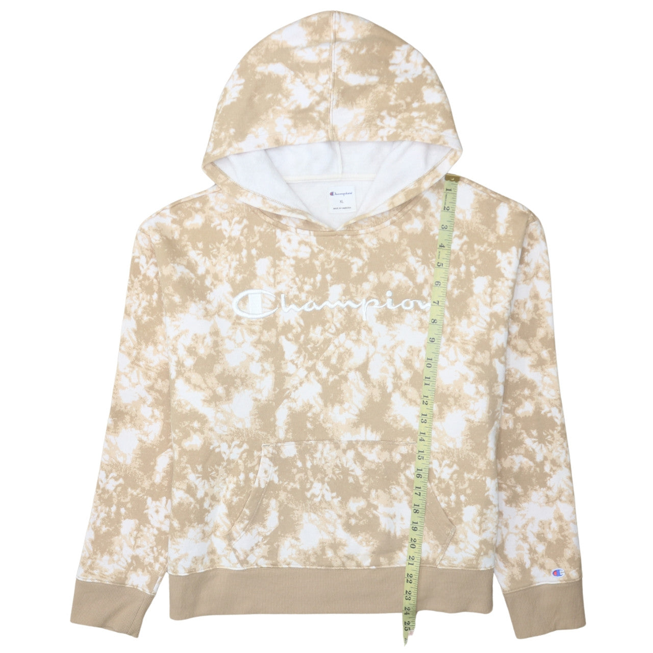 Champion Women's Beige Tie-Dye Pullover Hoodie XL Cotton Blend
