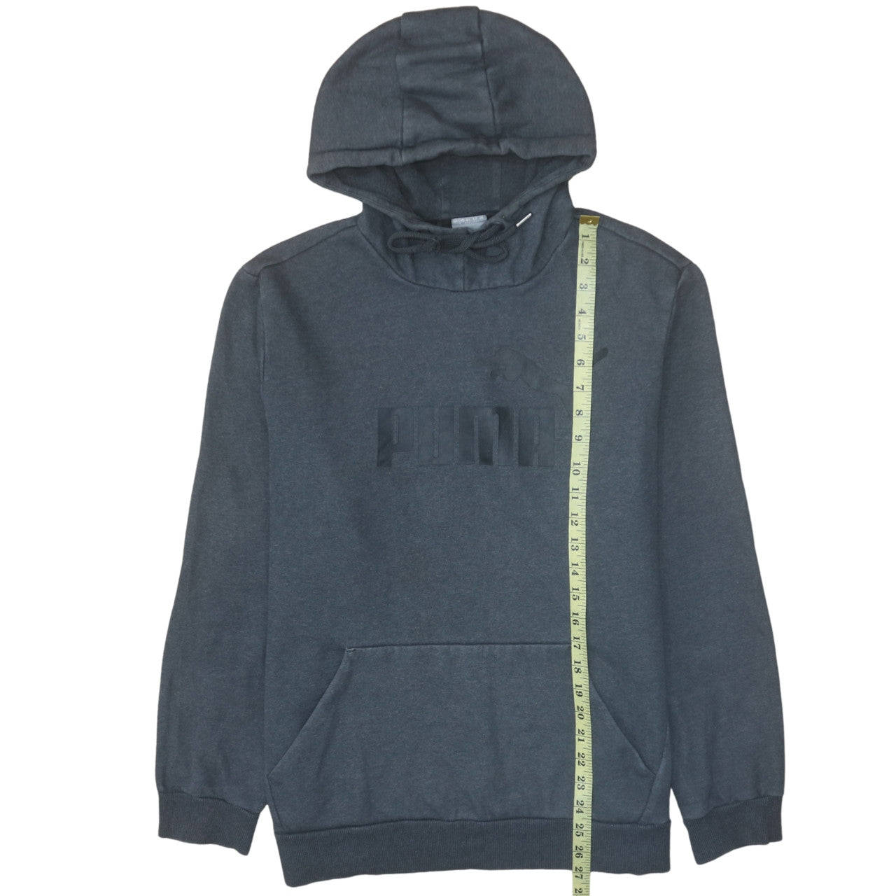 Puma Men's Grey Pullover Hoodie Size L Logo Fleece Sweatshirt