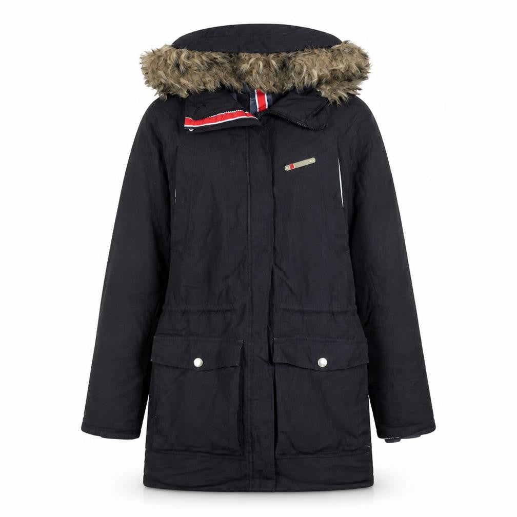 Helly Hansen Women's Black Fur Trim Hooded Parka Coat Size M