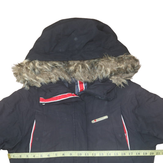 Helly Hansen Women's Black Fur Trim Hooded Parka Coat Size M