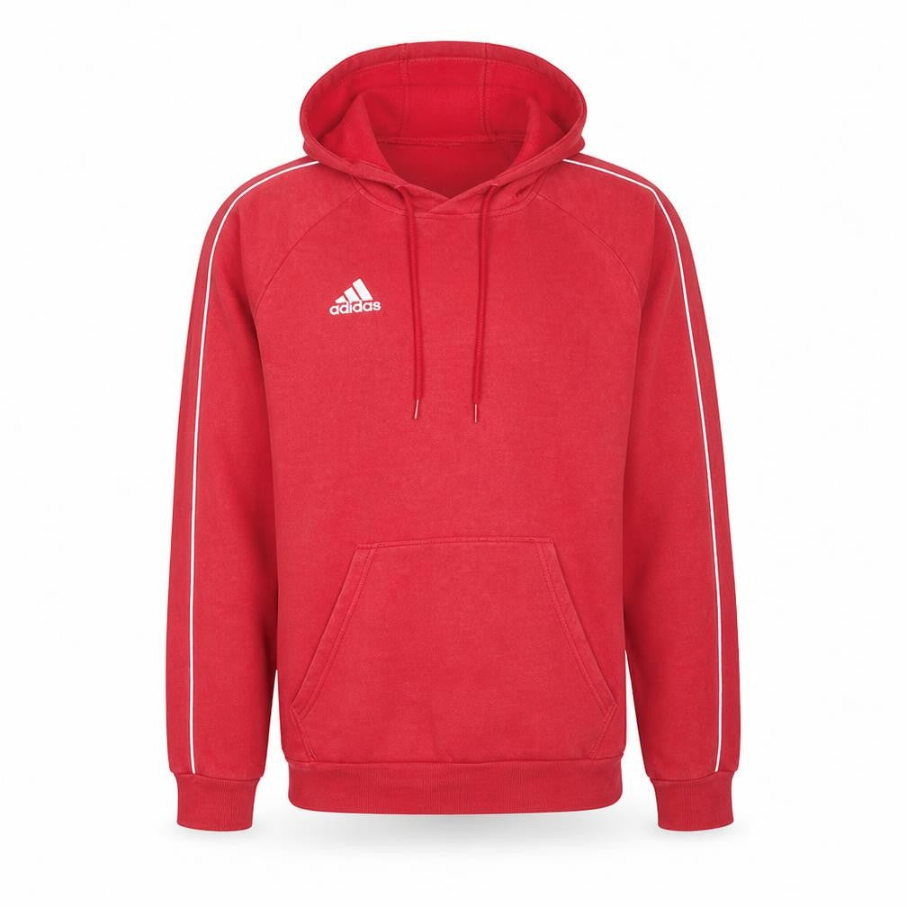 Front view of Adidas Men's Red Pullover Hoodie, size M, Sports Fleece Sweatshirt