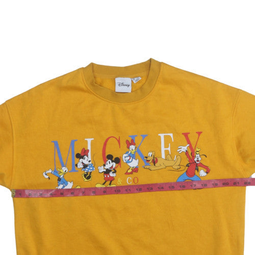 Disney Women Yellow Mickey & Co Sweatshirt Size 12 Cotton Fleece Pullover