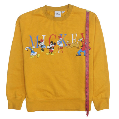Disney Women Yellow Mickey & Co Sweatshirt Size 12 Cotton Fleece Pullover