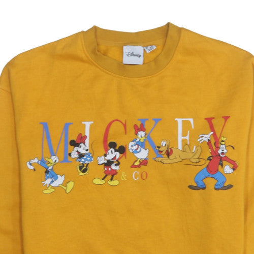 Disney Women Yellow Mickey & Co Sweatshirt Size 12 Cotton Fleece Pullover