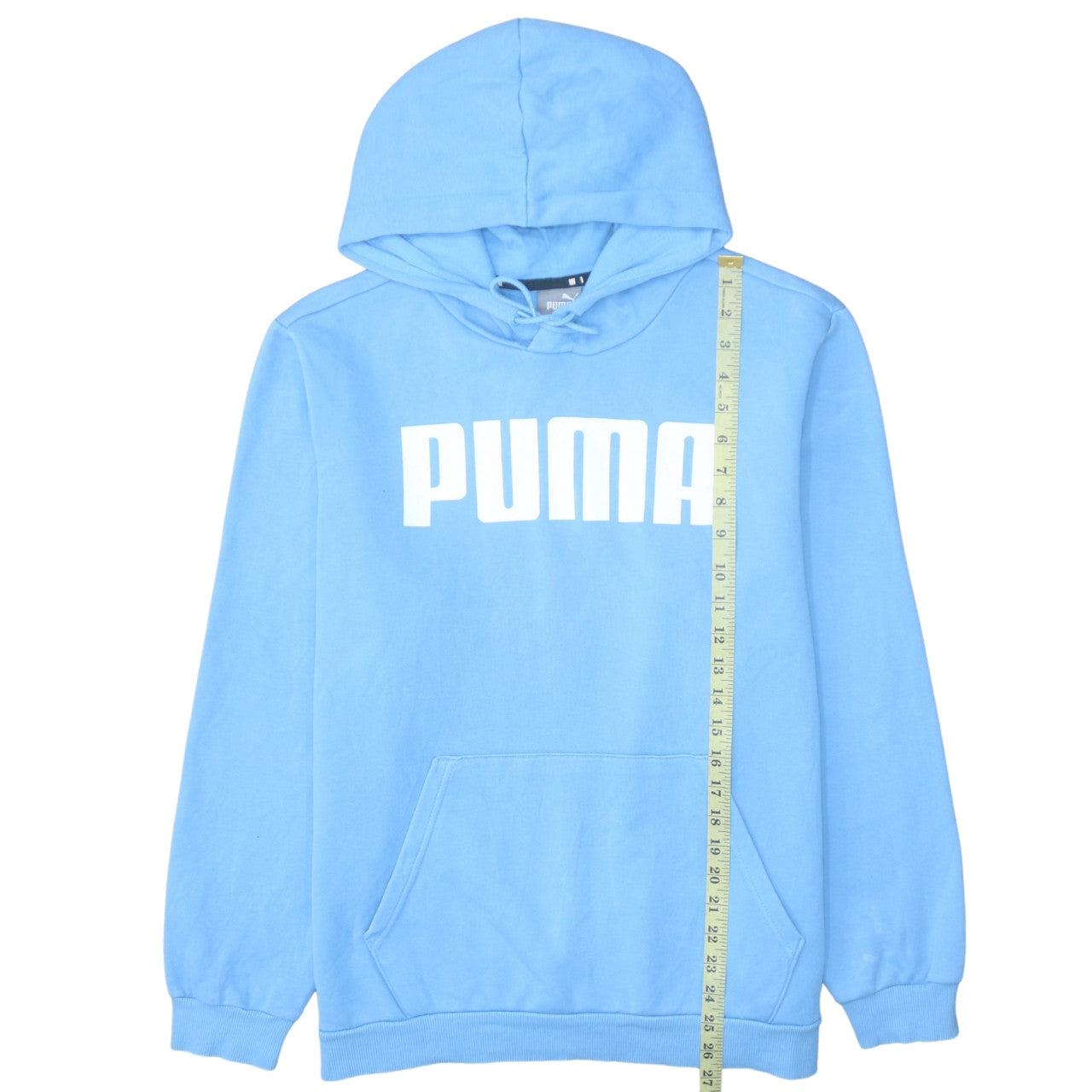 Puma Men's Blue Pullover Hoodie L Logo Fleece Sweatshirt