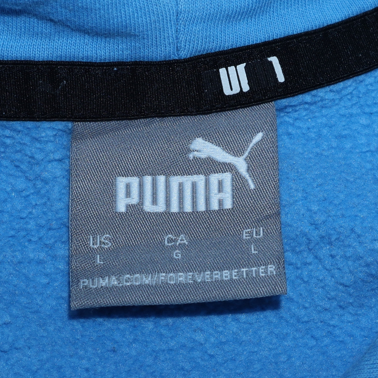 Puma Men's Blue Pullover Hoodie L Logo Fleece Sweatshirt