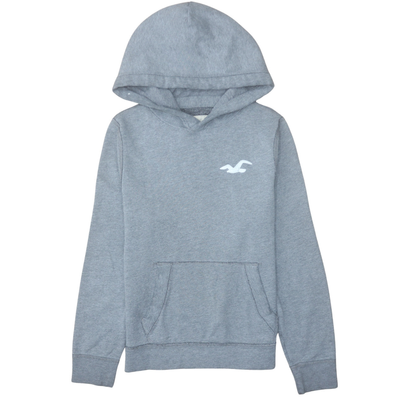 Hollister Men's Grey Hoodie Small Pullover Cotton Blend Logo Style