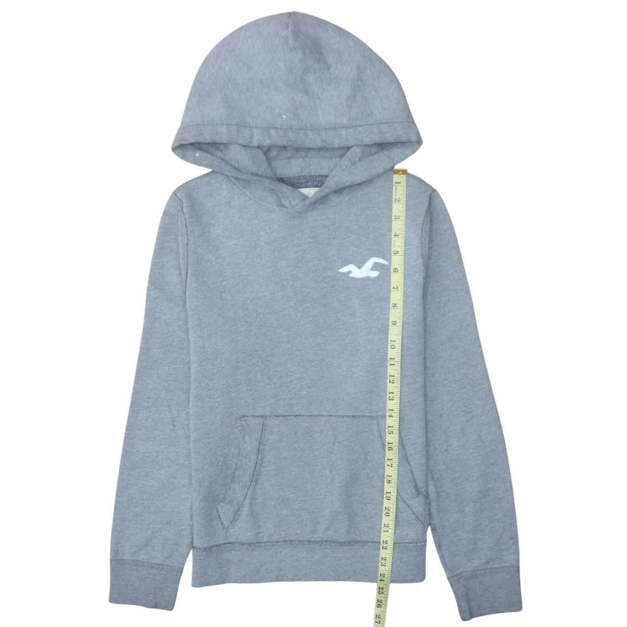 Hollister Men's Grey Hoodie Small Pullover Cotton Blend Logo Style