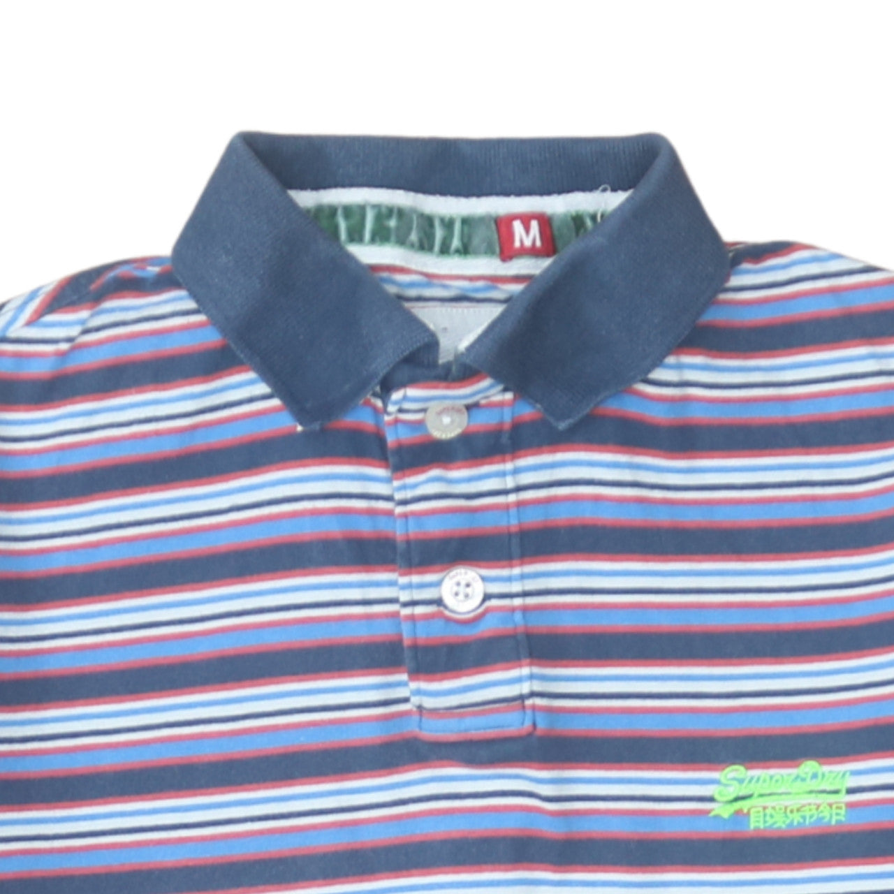 Superdry Men's Blue Striped Cotton Polo Shirt Size M