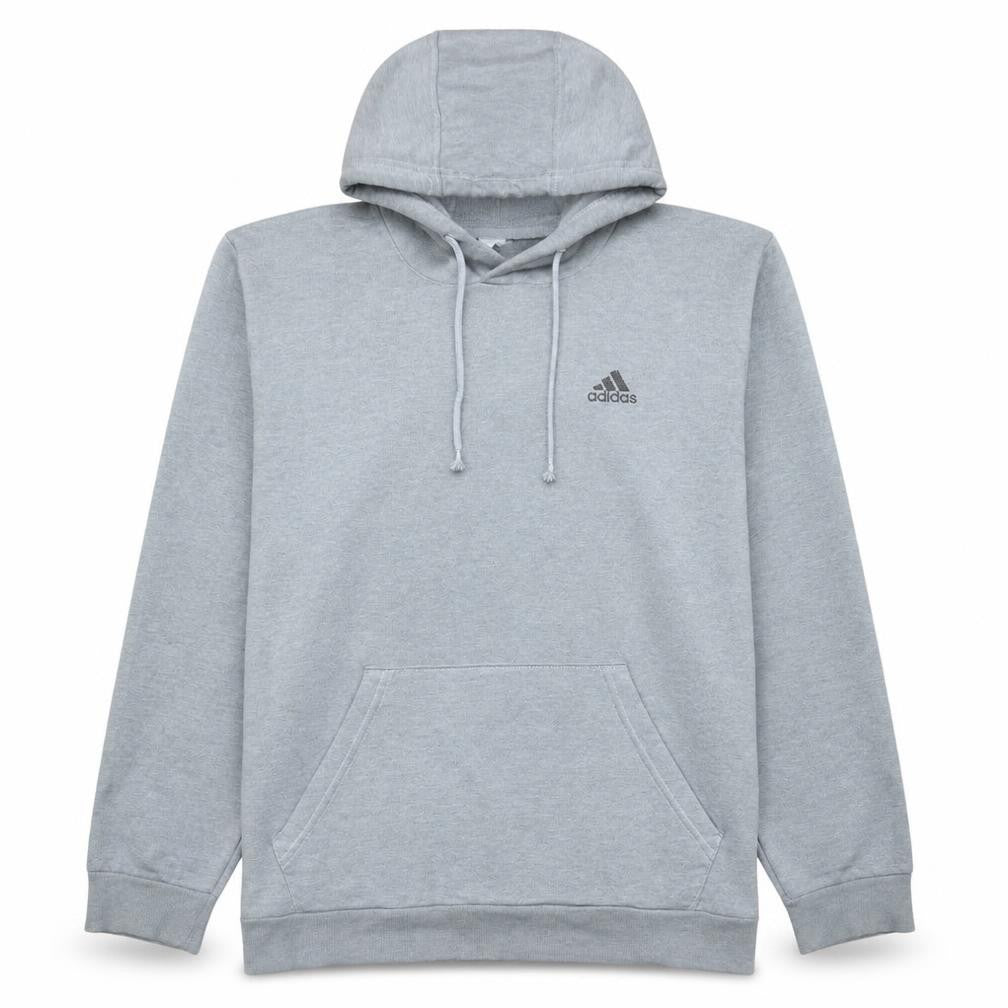 Adidas Men's Grey Medium Pullover Hoodie with Logo