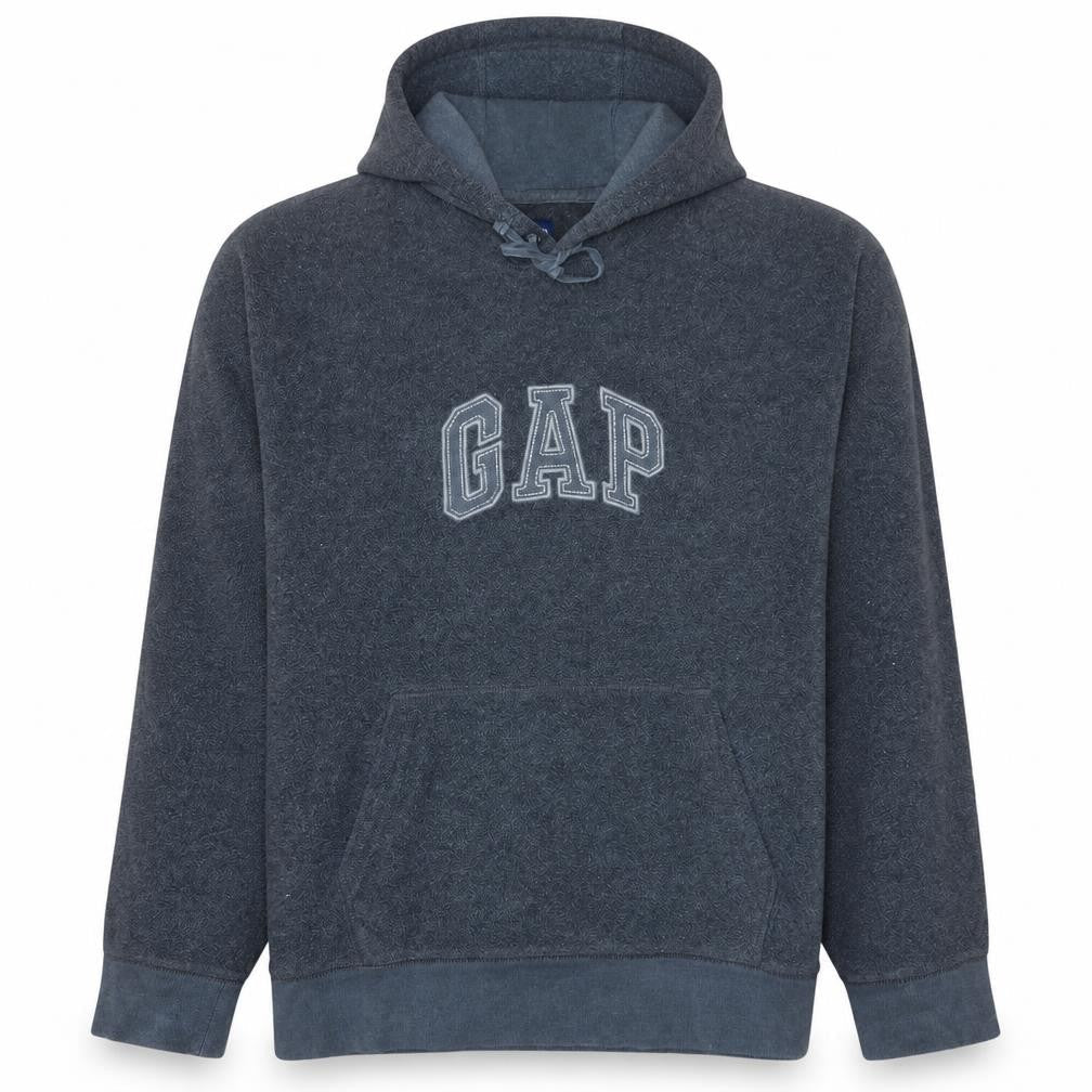 Gap Men’s Grey Pullover Hoodie L Logo Fleece Sweatshirt