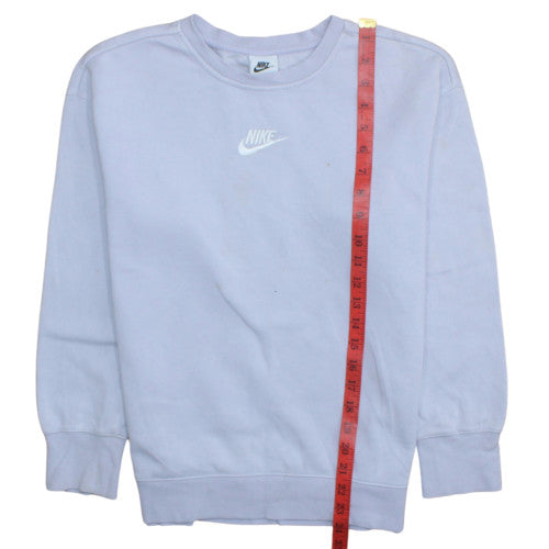Nike Girls Purple Fleece Pullover Sweatshirt L 146-156cm Crew Neck