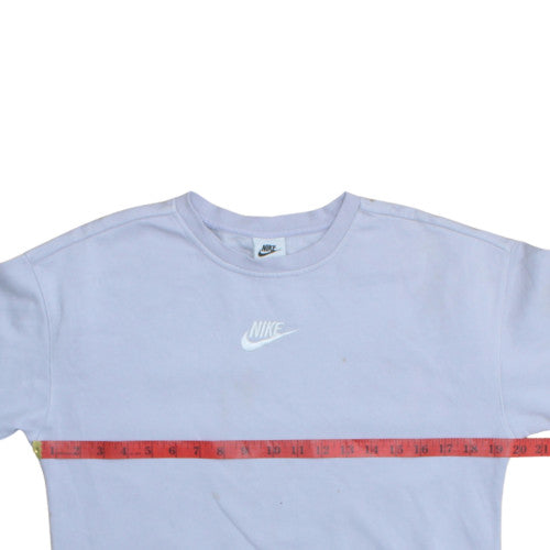 Nike Girls Purple Fleece Pullover Sweatshirt L 146-156cm Crew Neck