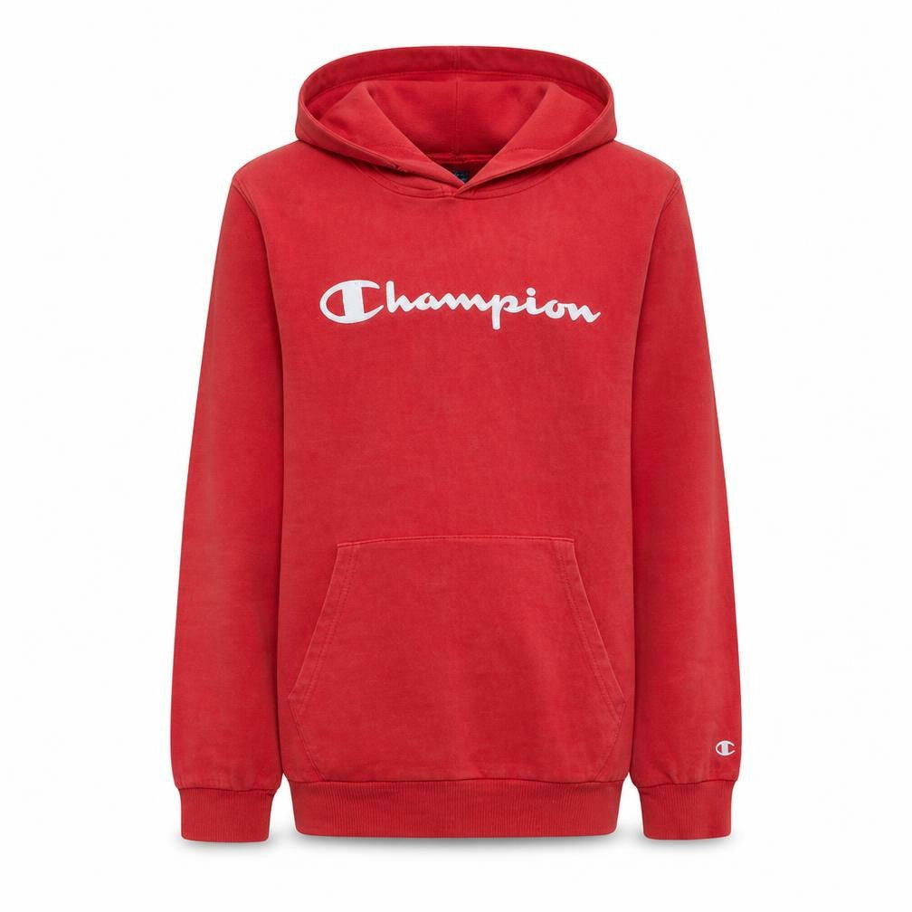 Front view of Champion girls’ red xl pullover hoodie 13-14 years cotton blend fleece