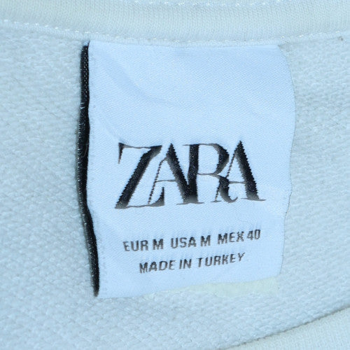 Zara Men’s White Crew Neck Regular Fit Cotton Sweatshirt M