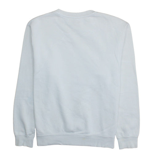 Nike Women White Crew Neck Pullover Sweatshirt L Logo Print Cotton Blend