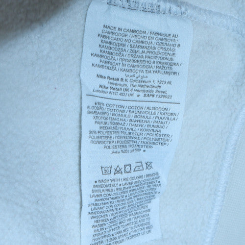 Nike Women White Crew Neck Pullover Sweatshirt L Logo Print Cotton Blend