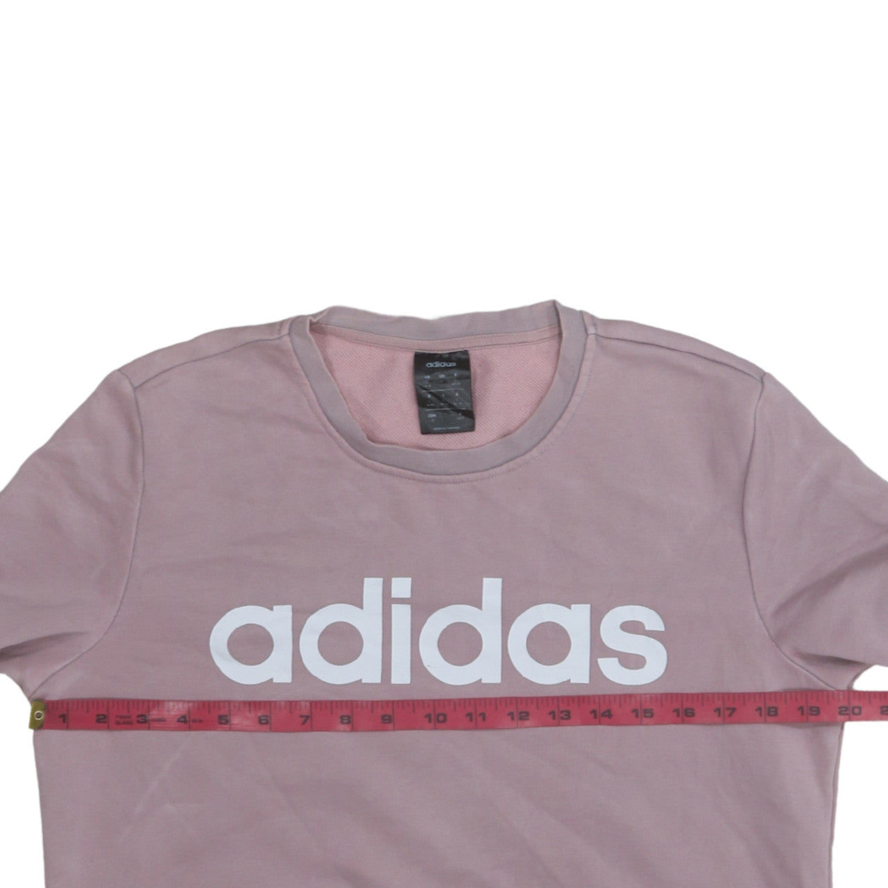 Adidas Womens Pink Sweatshirt L Logo Print Pullover Crew Neck
