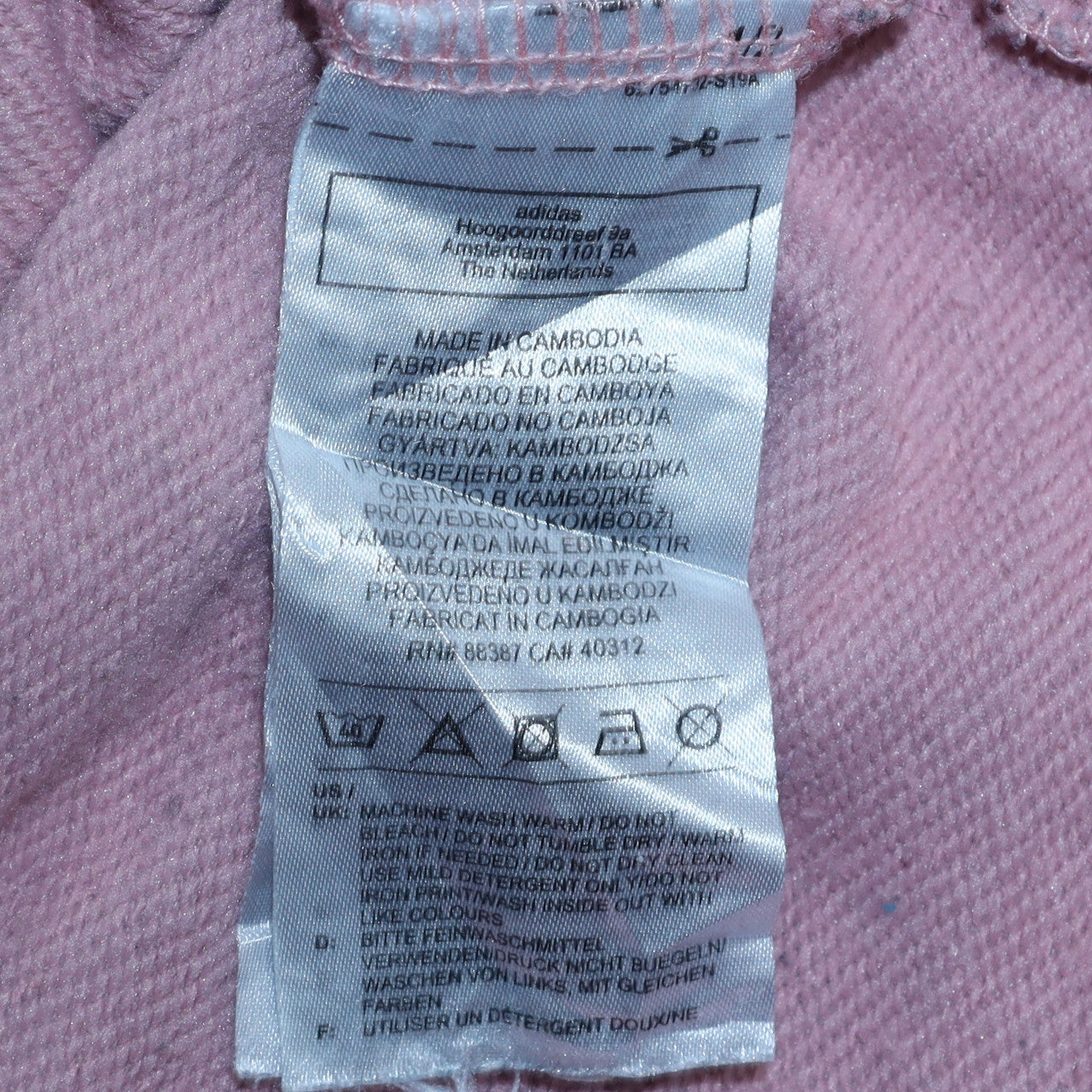 Adidas Womens Pink Sweatshirt L Logo Print Pullover Crew Neck