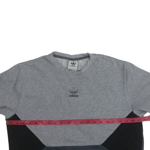 Adidas Men’s Grey Pullover Sweatshirt L Crew Neck Zip Pocket