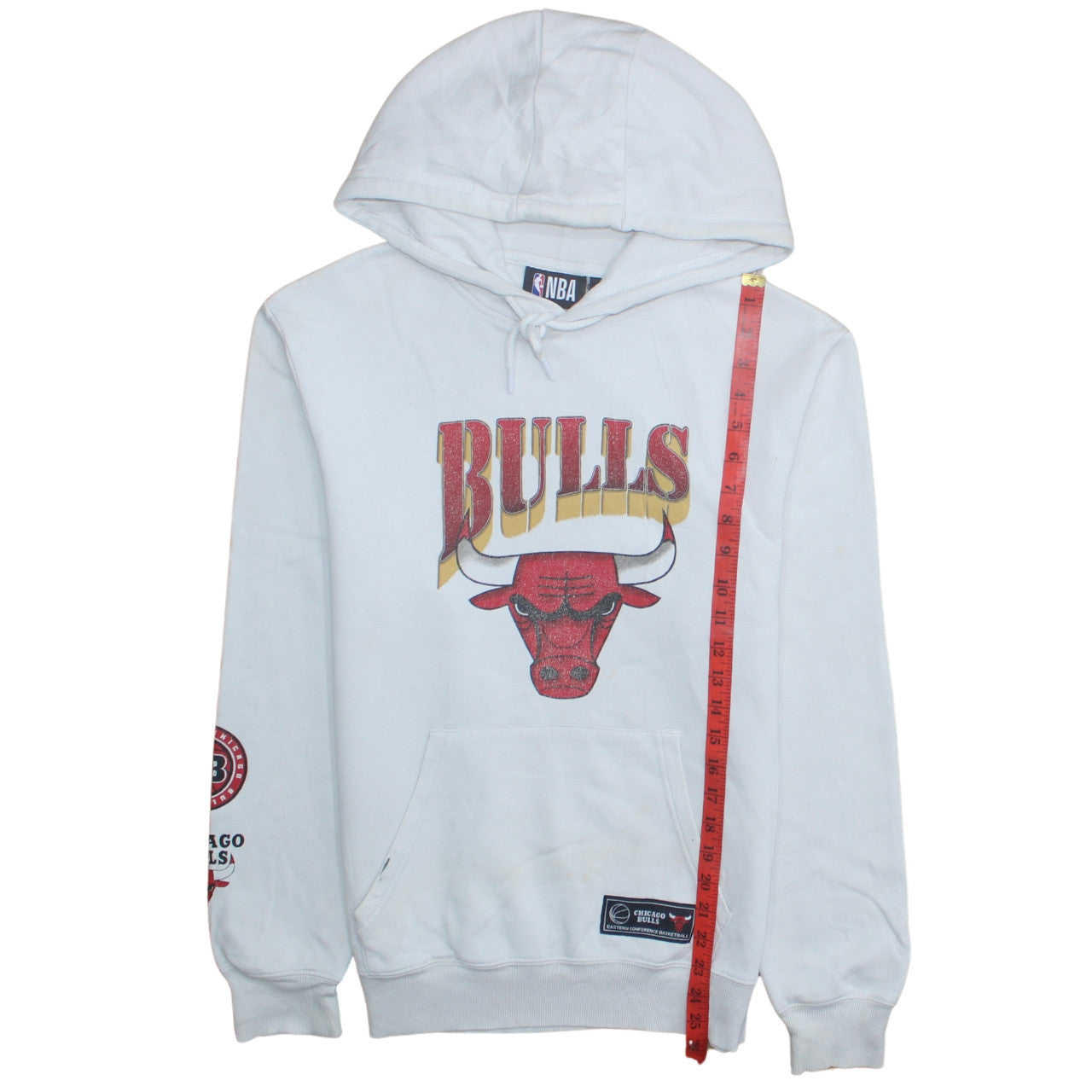 NBA Men’s White Chicago Bulls Pullover Hoodie Small Graphic Fleece