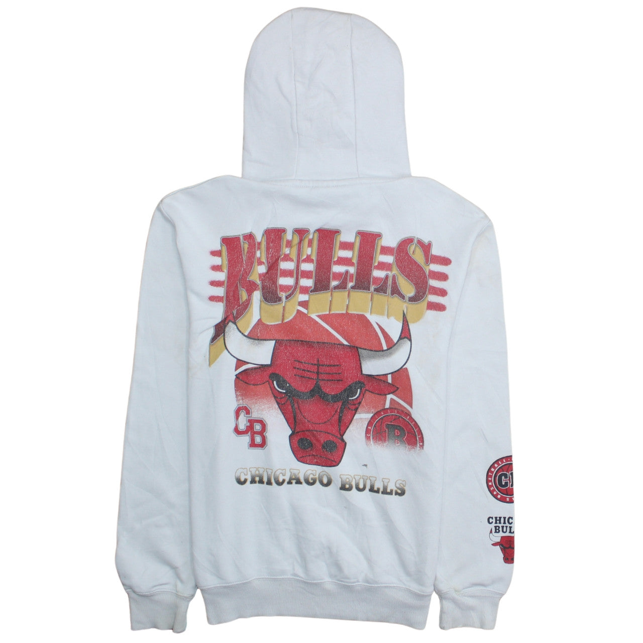 NBA Men’s White Chicago Bulls Pullover Hoodie Small Graphic Fleece