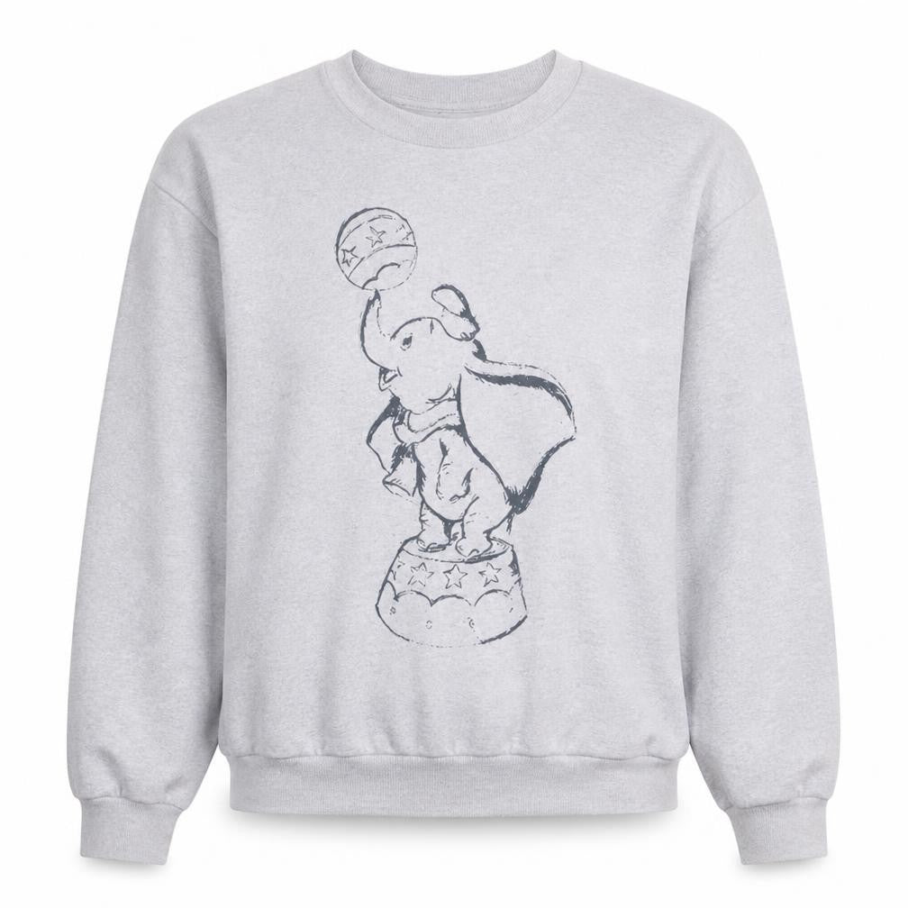 Disney Women Grey Dumbo Sweatshirt Small Crew Neck Pullover