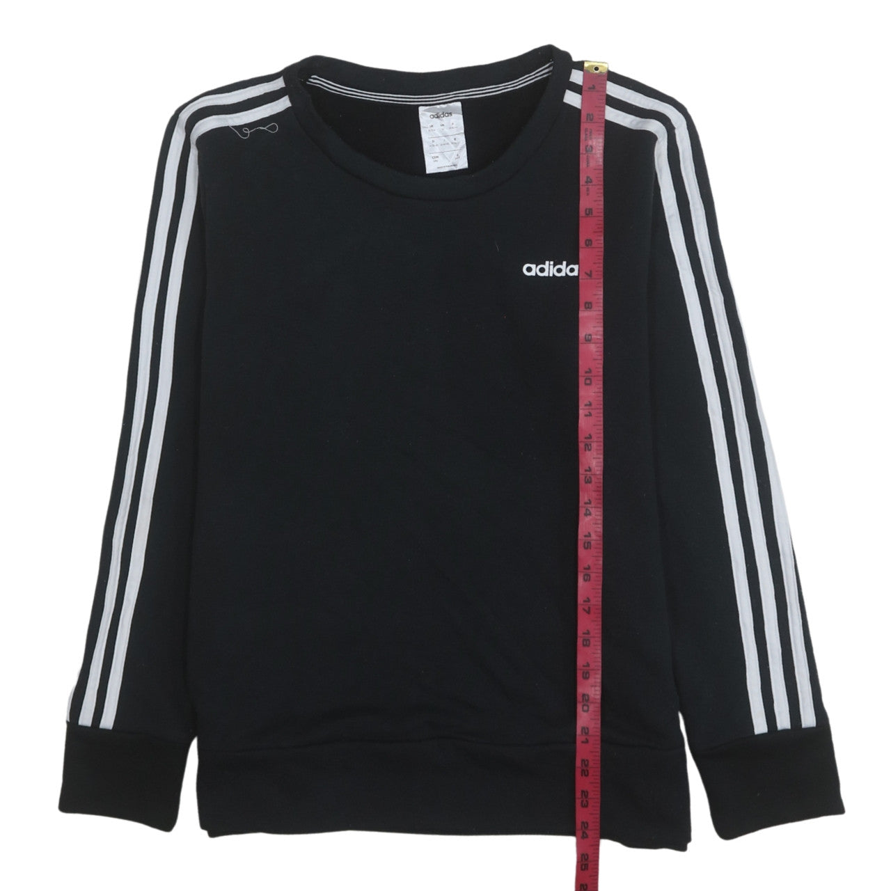 Adidas Women Black Crew Neck Long Sleeve Pullover Sweatshirt Size 12-14