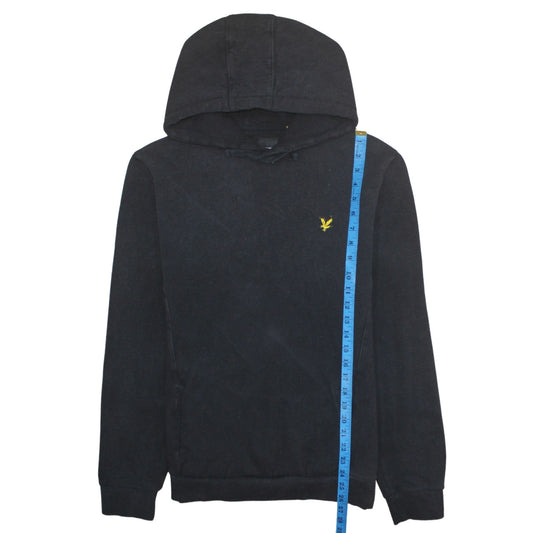 Lyle & Scott Mens Black Cotton Pullover Hoodie Size L Regular Fit