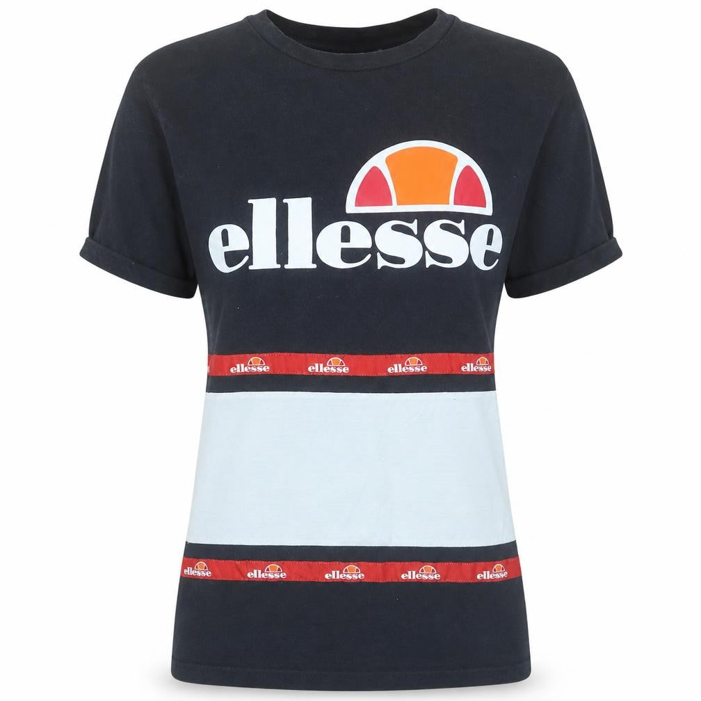 Ellesse Womens Black Colourblock Logo T-Shirt Size 10