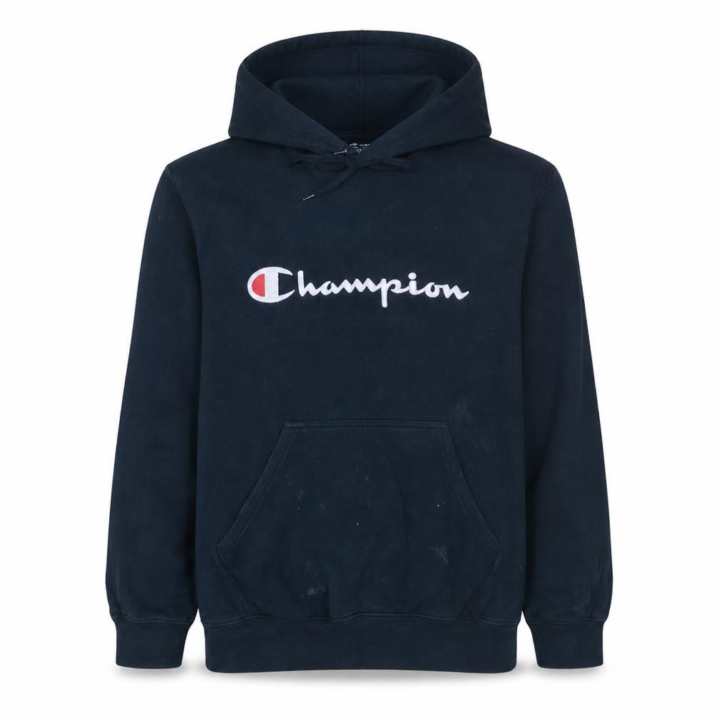 Champion Men's Black L Pullover Hoodie Logo Fleece Sweatshirt
