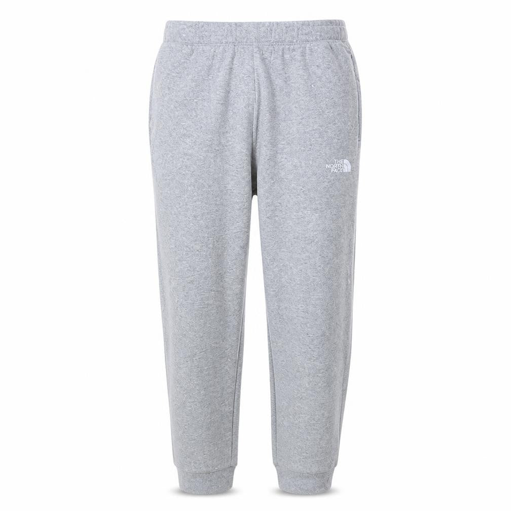 Front view of The North Face boys’ grey xl jogger sweatpants comfortable fleece trousers