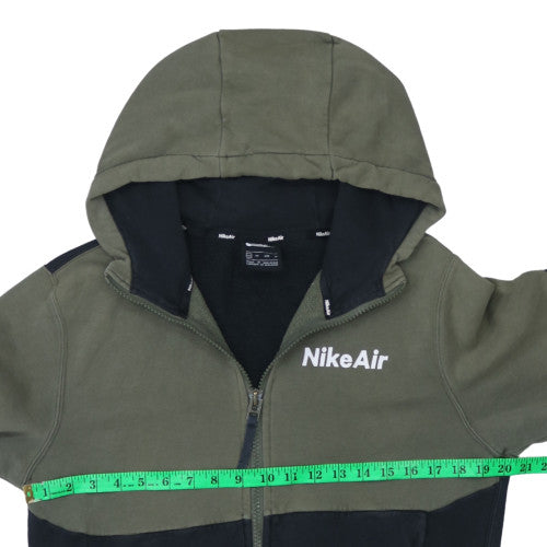Nike Air Men's Green Full Zip Hoodie XS Logo Fleece Sweatshirt