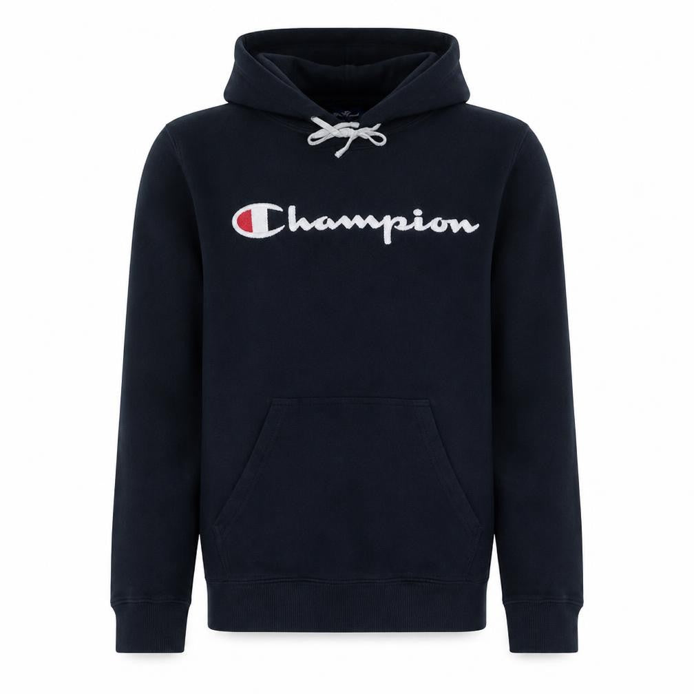 Champion Men's Navy Blue Small Pullover Hoodie with Logo Print