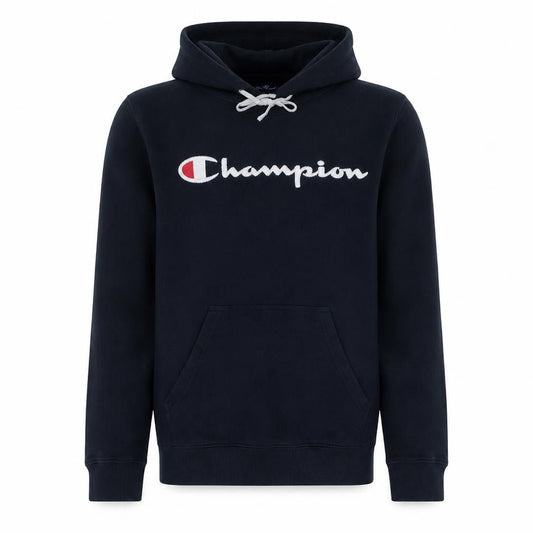 Champion Men's Navy Blue Small Pullover Hoodie with Logo Print