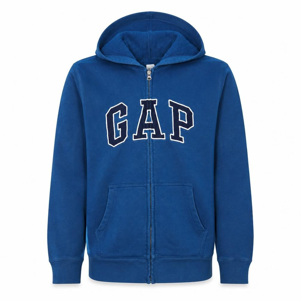 GAP Men's Blue Full Zip Hoodie XL Logo Fleece Sweatshirt
