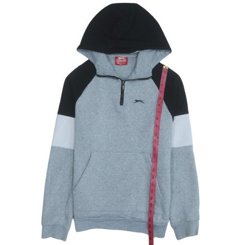 Slazenger Mens Grey 1/2 Zip Hooded Sweatshirt S