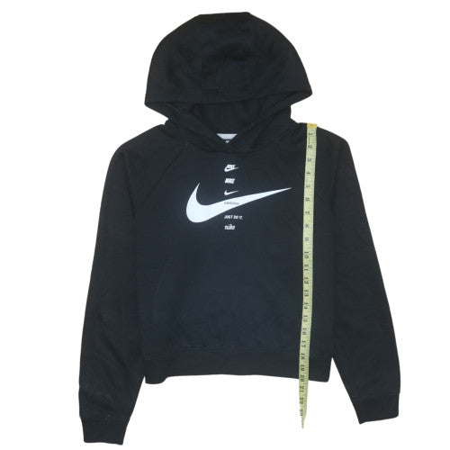 Nike Womens Black Pullover Hoodie Small Graphic Print Swoosh Logo