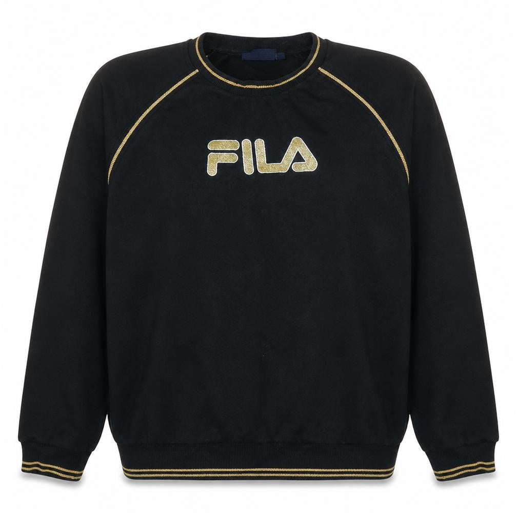 Fila Womens Black 3XL Pullover Sweatshirt with Logo Trim