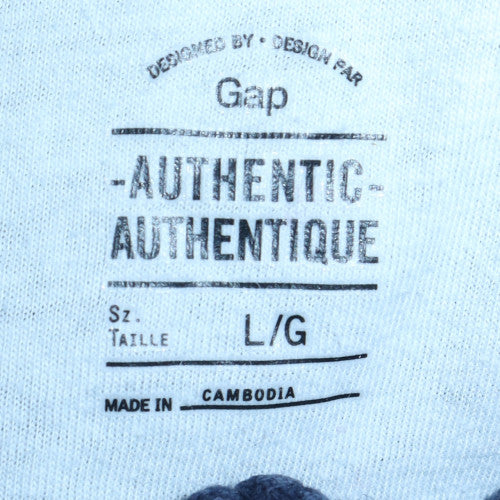 GAP Men's Blue Pullover Hoodie L Fleece Logo Sweatshirt