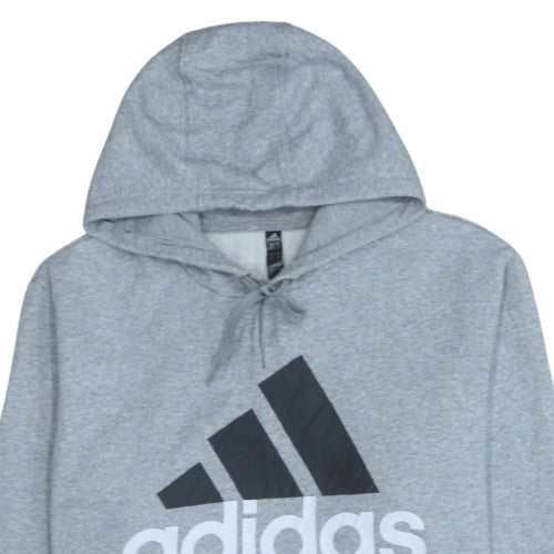Adidas Men's Grey XL Pullover Hoodie with Logo Graphic Print