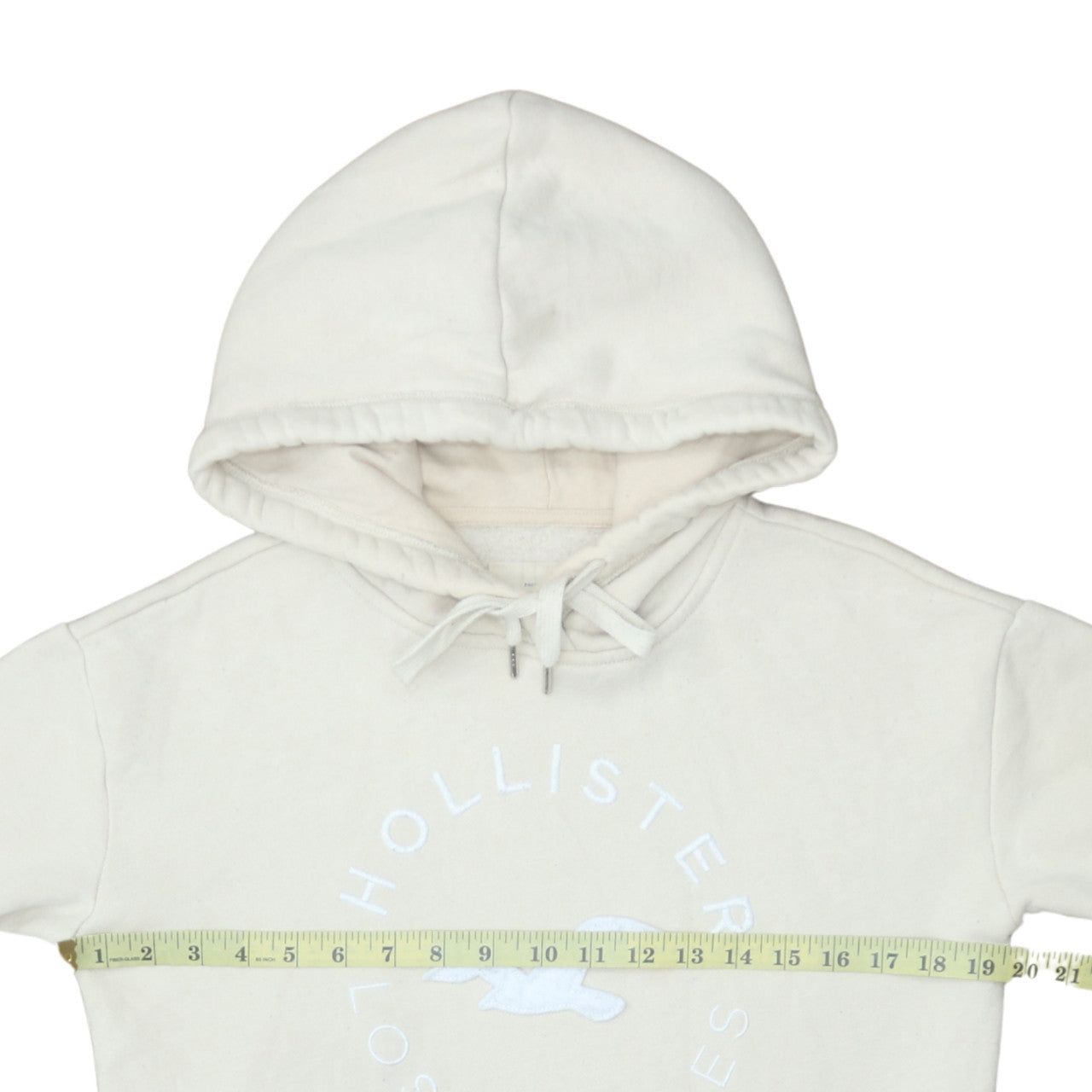 Hollister Women Beige Pullover Hoodie Small Cotton Blend Los Angeles Logo