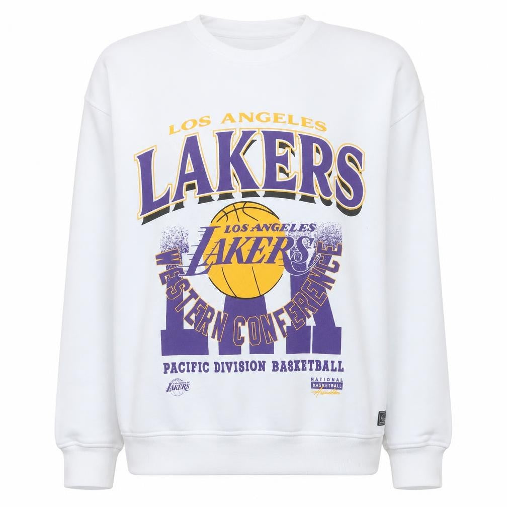 NBA Los Angeles Lakers White Cotton Sweatshirt Women M Graphic Print