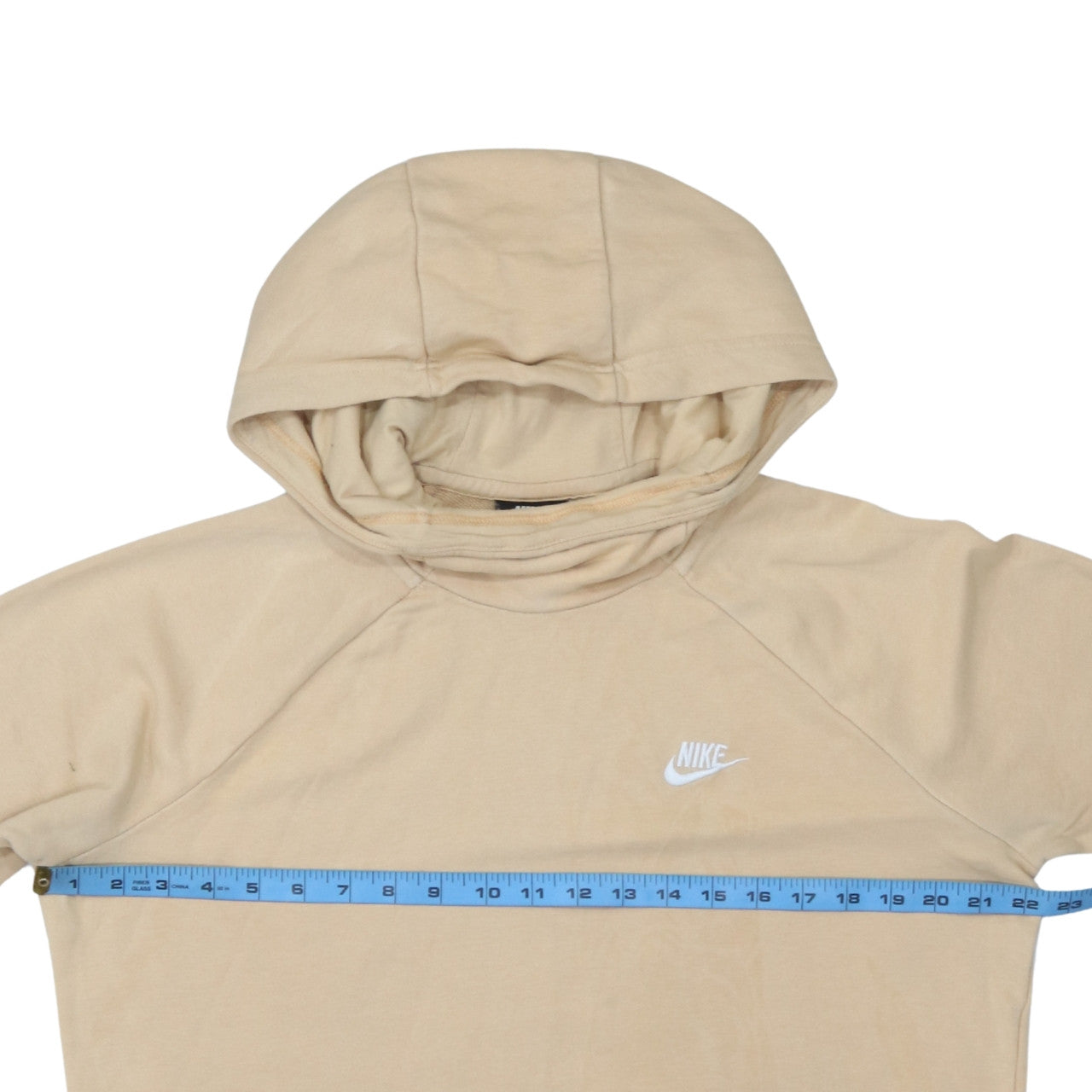 Nike Men Beige Pullover Hoodie L Lightweight Cotton Fleece