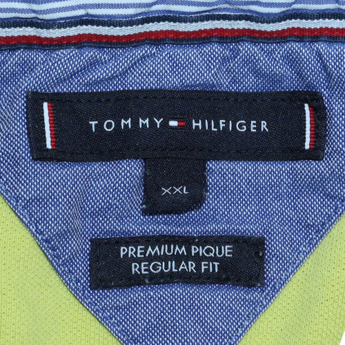 Tommy Hilfiger Men's Yellow Cotton Polo Shirt XXL Regular Fit