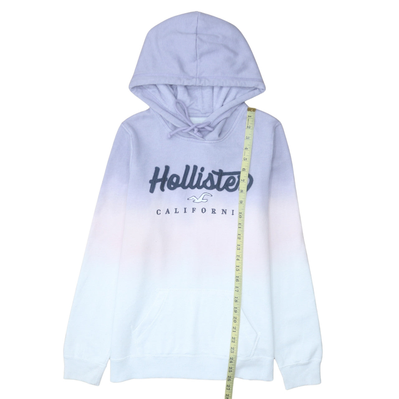 Hollister Women’s Blue Ombre Hoodie L Pullover Logo Sweatshirt