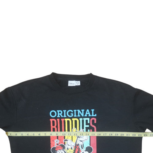Disney Women Black Sweatshirt M Mickey & Friends Graphic Crew Neck