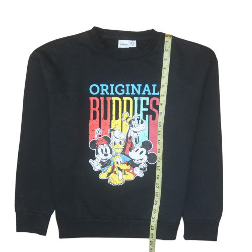 Disney Women Black Sweatshirt M Mickey & Friends Graphic Crew Neck